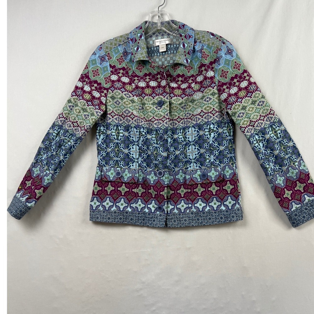 Christopher & Banks Button Front Jacket Womens PS Multicolor Striped Cotton